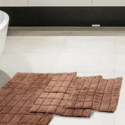 MASPAR Brown Textured 1634 GSM Cotton Small Bath Rugs-image-18