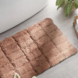 MASPAR Brown Textured 1634 GSM Cotton Small Bath Rugs-image-11