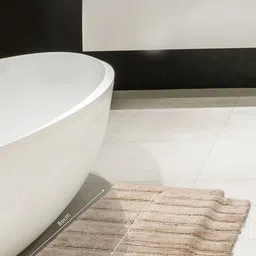 MASPAR Beige Textured 1800 GSM Cotton Small Bath Rugs-93