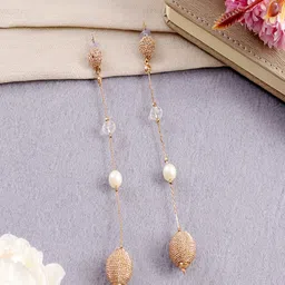 UNIVERSITY TRENDZ Gold-Plated Classic Beaded Drop Earrings-50