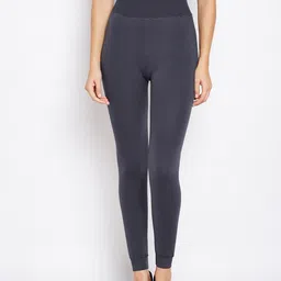 Lebami Women Grey Solid Thermal Bottoms-image-2
