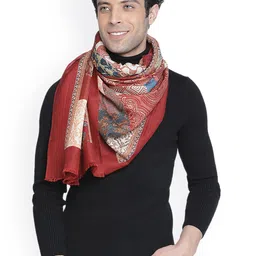 SHINGORA Men Maroon Printed Wool Mufflers-image-62