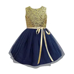 A T U N Gold-Toned Floral Net Dress-picture-36