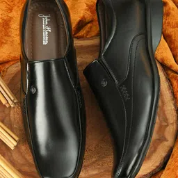 John Karsun Men Black Solid Formal Slip-Ons-image-75