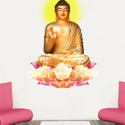 rawpockets Multicoloured Buddha With Lotus Wall Stickers-image-33