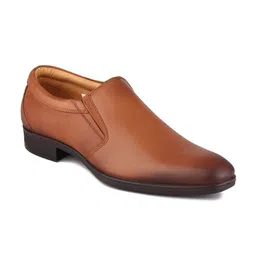 TOP BRASS Men Tan Solid Leather Formal Slip-On Shoes-image-74