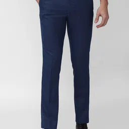 Peter England Men Navy Blue Slim Fit Formal Trousers-picture-12