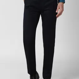 Peter England Elite Men Navy Blue Slim Fit Formal Trousers-image-57