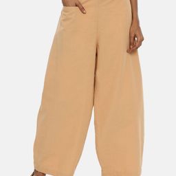 GRASS by Gitika Goyal Women Beige Cotton Parallel Trousers-image-25