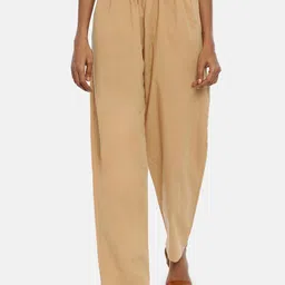 GRASS by Gitika Goyal Women Beige Cotton Parallel Trousers-image-73