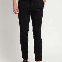 Turtle Men Black Checked Relaxed Tapered Fit Trousers-image-96