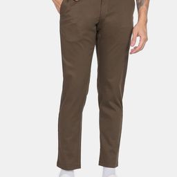 Flying Machine Men Brown Slim Fit Cotton Trousers-image-66
