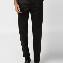 Peter England Men Green Slim Fit Solid Formal Trousers-picture-29