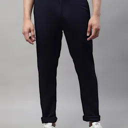 JAINISH Men Textured Relaxed Tapered-Fit Easy Wash Cotton Lycra Mid-Rise Regular Trousers-image-58