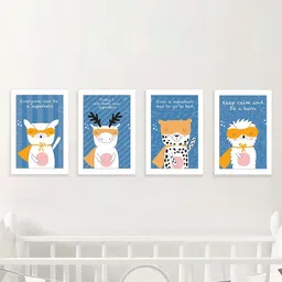 Art Street Kids Blue 4 Pieces Anyone Can Be Superhero With Animal Wall Arts-picture-30