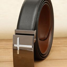 Teakwood Leathers Men Black Textured Leather Belt-image-96