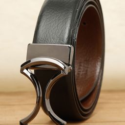 Teakwood Leathers Men Black Textured Leather Formal Belt-image-89