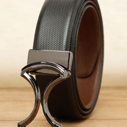 Teakwood Leathers Men Black Textured Leather Belt-image-47
