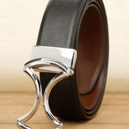 Teakwood Leathers Men Black Textured Leather Formal Belt-image-90