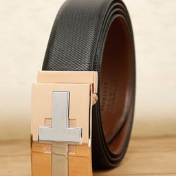 Teakwood Leathers Men Black Textured Leather Belt-image-93