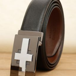 Teakwood Leathers Men Black Textured Leather Belt-image-88