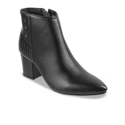 Mochi Women Textured Block Heeled Mid-Top Regular Boots-32