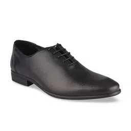 TOP BRASS Men Black Solid Leather Formal Oxfords-image-66