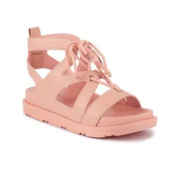 London Rag Women Pink Tie-Up Platform Heels-image-27