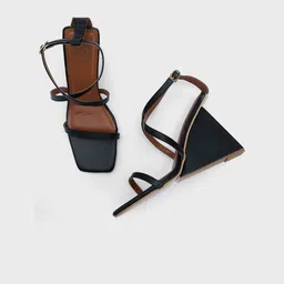 20Dresses Black Two Strap Block Heels With Backstrap-0