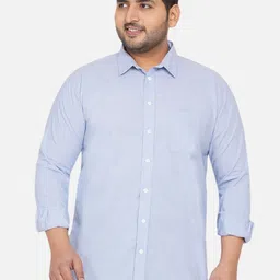 John Pride Plus Size Blue Casual Shirt-image-57