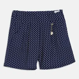 Peppermint Girls Navy Blue & White Printed Regular Shorts-image-60