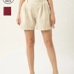 Molcha Women Pack of 2 Regular Shorts-image-24