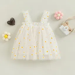 BAESD Girls Self Design Net Square Neck Sleeveless Fit & Flare Casual Dress-picture-11