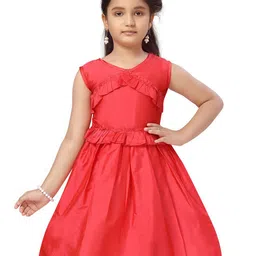 BAESD Round Neck Ruffled Silk Fit & Flare Dress-picture-41