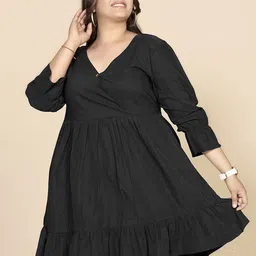 Curvy Lane Plus Size V-Neck Fit & Flare Dress-picture-26