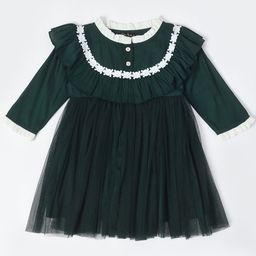 Bella Moda Girls Round Neck Ruffles Knee Length Fit & Flare Dress-30