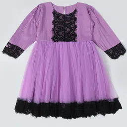 Bella Moda Girls Round Neck Lace Inserts Fit & Flare Dress-40