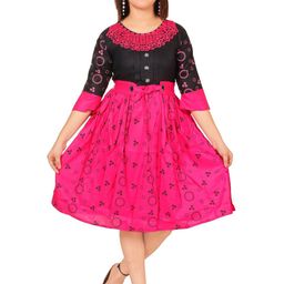 BAESD Girls Geometric Printed Round Neck Fit & Flare Dress-image-39