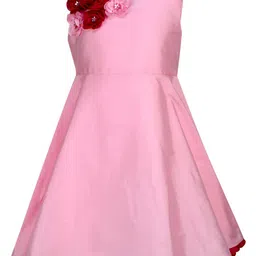 A Little Fable Girls Round Neck Applique Fit & Flare Dress-image-23