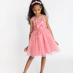 A Little Fable Girls Round Neck Fit & Flare Dress-image-39
