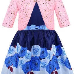 Wish Karo Girls Floral Printed Silk Fit & Flare Dress With Jacket-picture-35