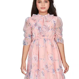 Peppermint Girls Floral Printed Satin Fit & Flare Dress-image-51