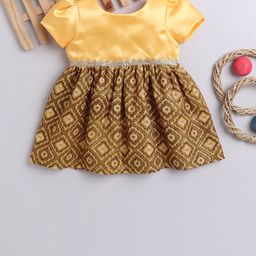 MANY FROCKS & Girls Geometric Printed Satin Fit & Flare Dress-picture-17