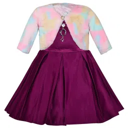 Wish Karo Purple Print Satin Fit & Flare Dress-picture-18