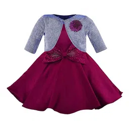 Wish Karo Girls Bow Detail Sleeveless Satin Fit & Flare Dress With Jacket-picture-47