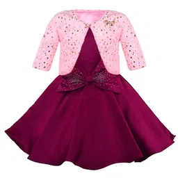 Wish Karo Girls Bow Detailed Silk Fit & Flare Dress With Jacket-picture-45