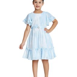 Peppermint Girls Abstract Printed Flared Sleeves Satin Fit & Flare Dress-image-99