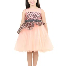 Toy Balloon kids Girls Self Design Net Fit And Flare Dress-image-88
