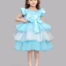 Pink Chick Girls Flutter Sleeve Layered Net Fit & Flare Dress-picture-16