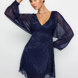 Trendyol Self Design Kimono Sleeves Empire Dress-image-60